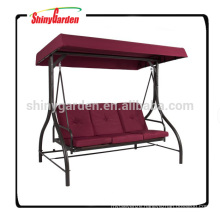 3 Seats Burgundy Patio Swing Hammock With Canopy